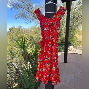 Red floral Anthropologie sundress